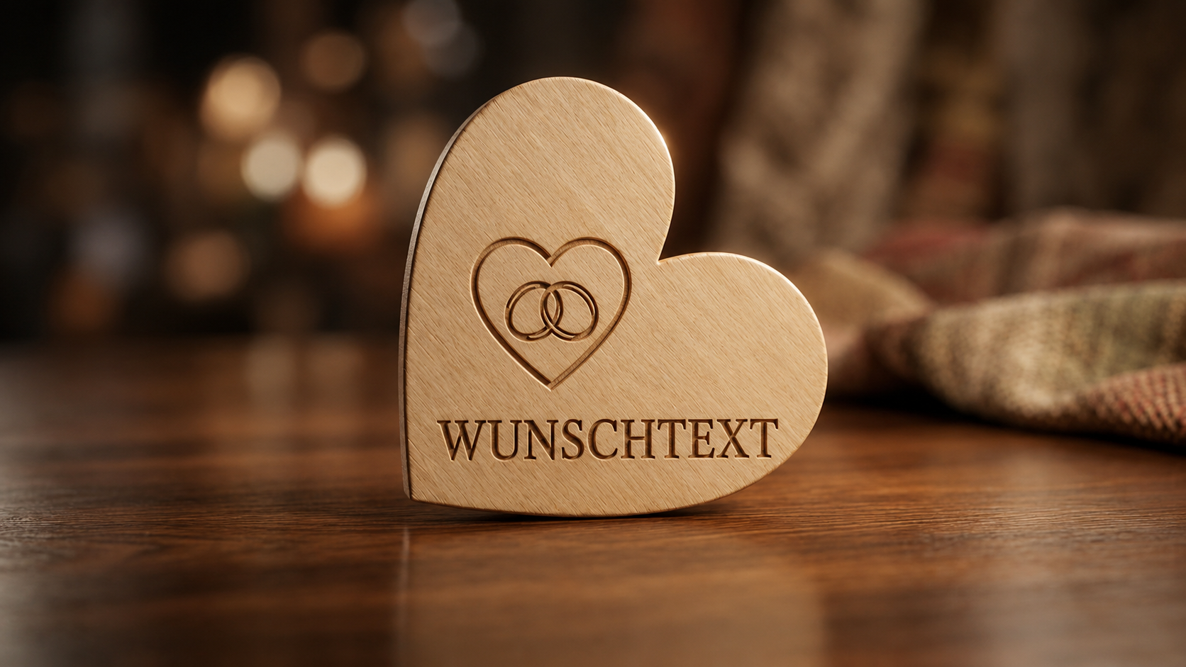 Tischkarten in herzförmig, personalisiert aus Holz 12 Stck. 5 x 5 cm