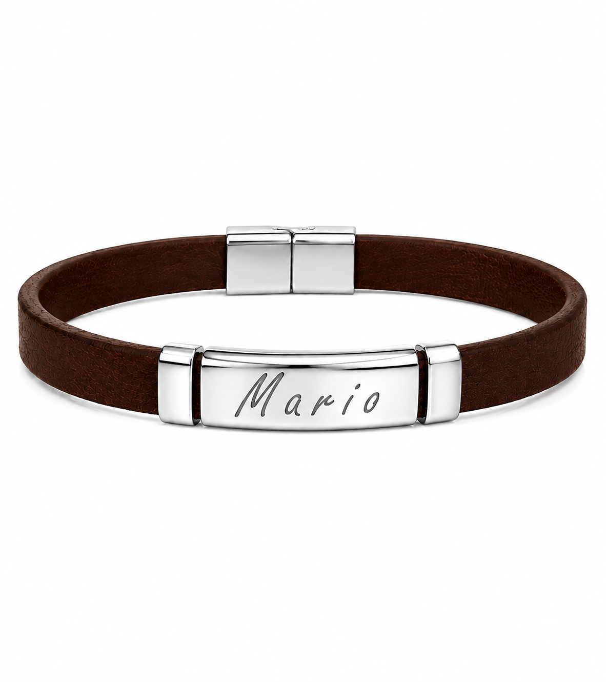 Personalisiertes Lederarmband mit Edelstahlplatte