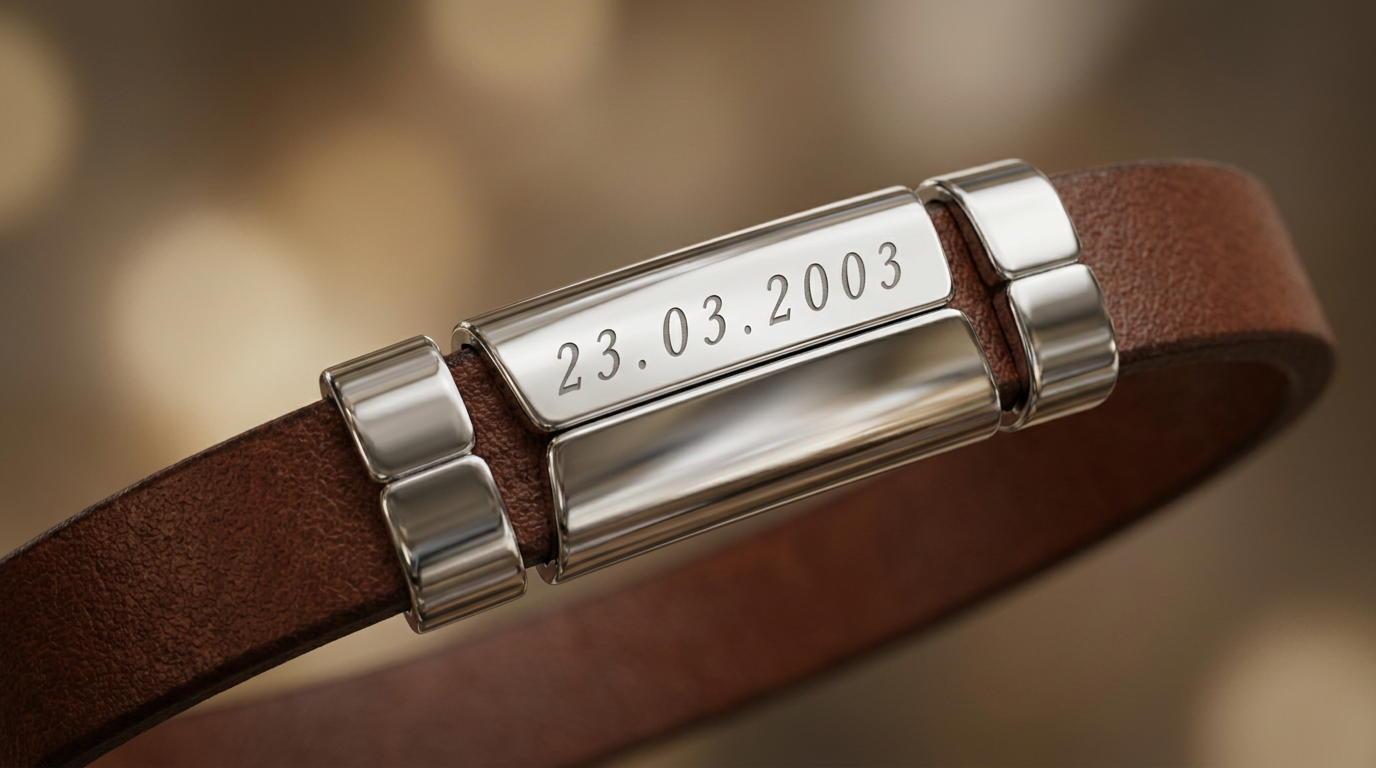Personalisiertes Lederarmband mit Edelstahlplatte